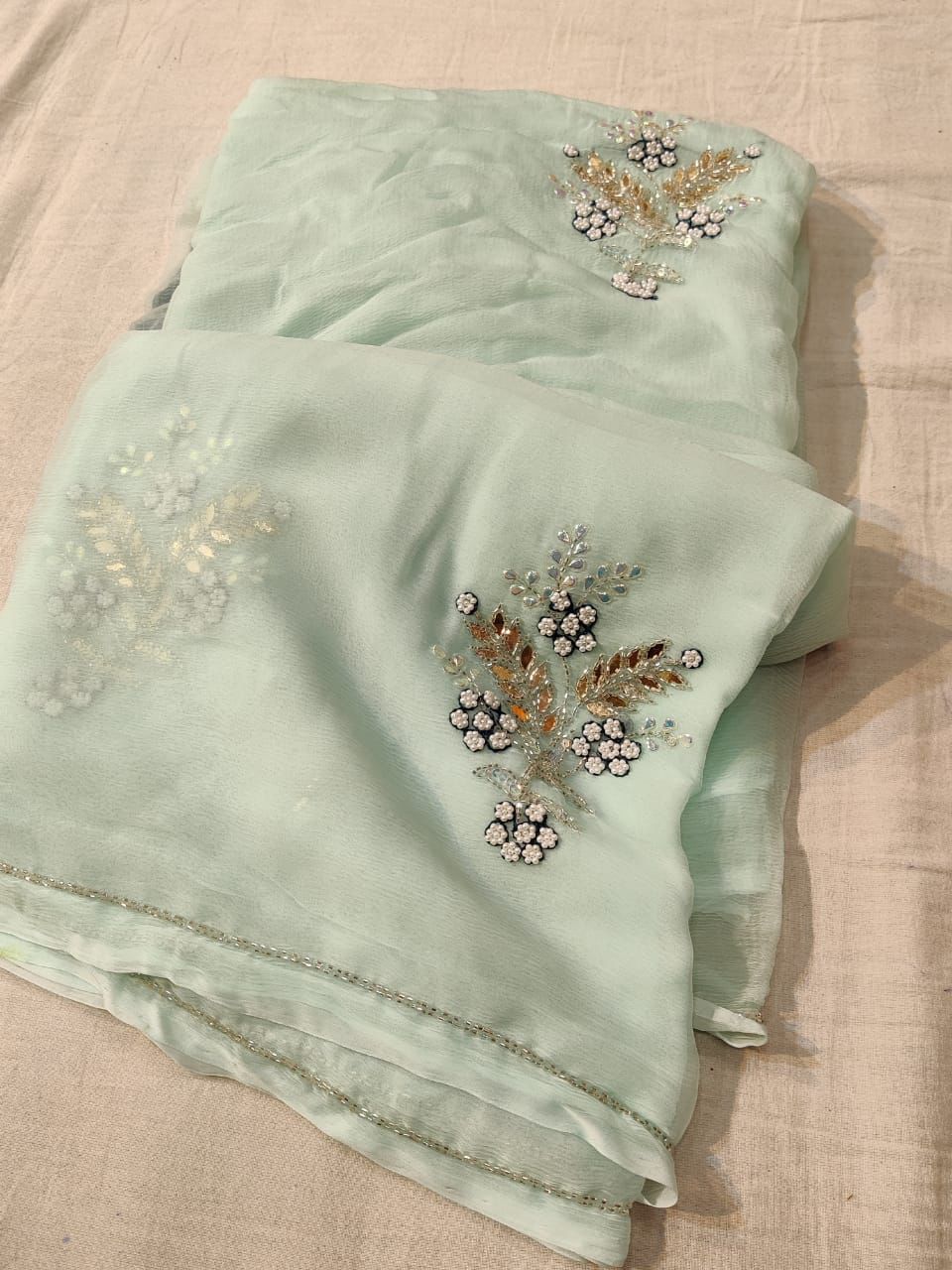 ELEGANT HANDWORK TRENDY CHIFFON SAREES