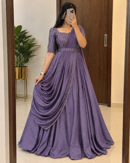 party wear draping style cafe gown