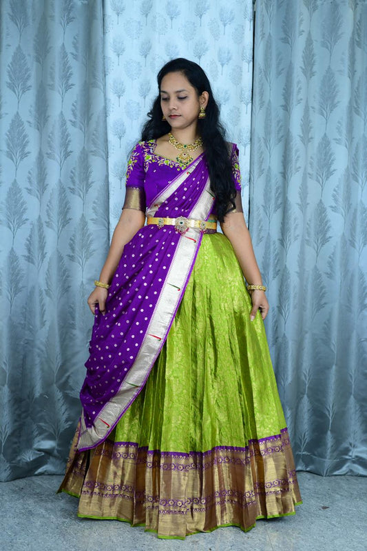 Semi Gadwal Fully stitched Maggam Lehengas set