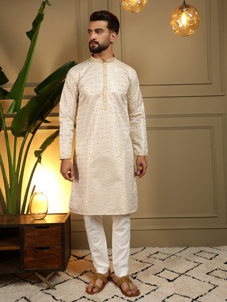 Semi Party wear gents kurta with paijama sets