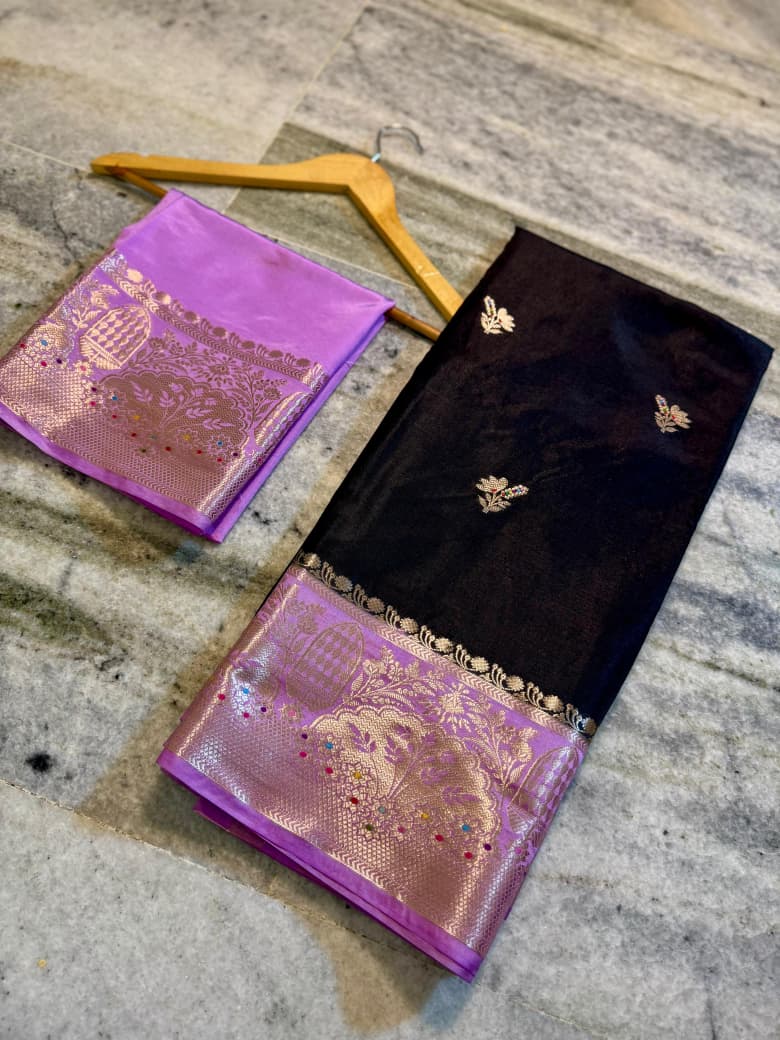 Banarasi katan top colours soft fab sarees