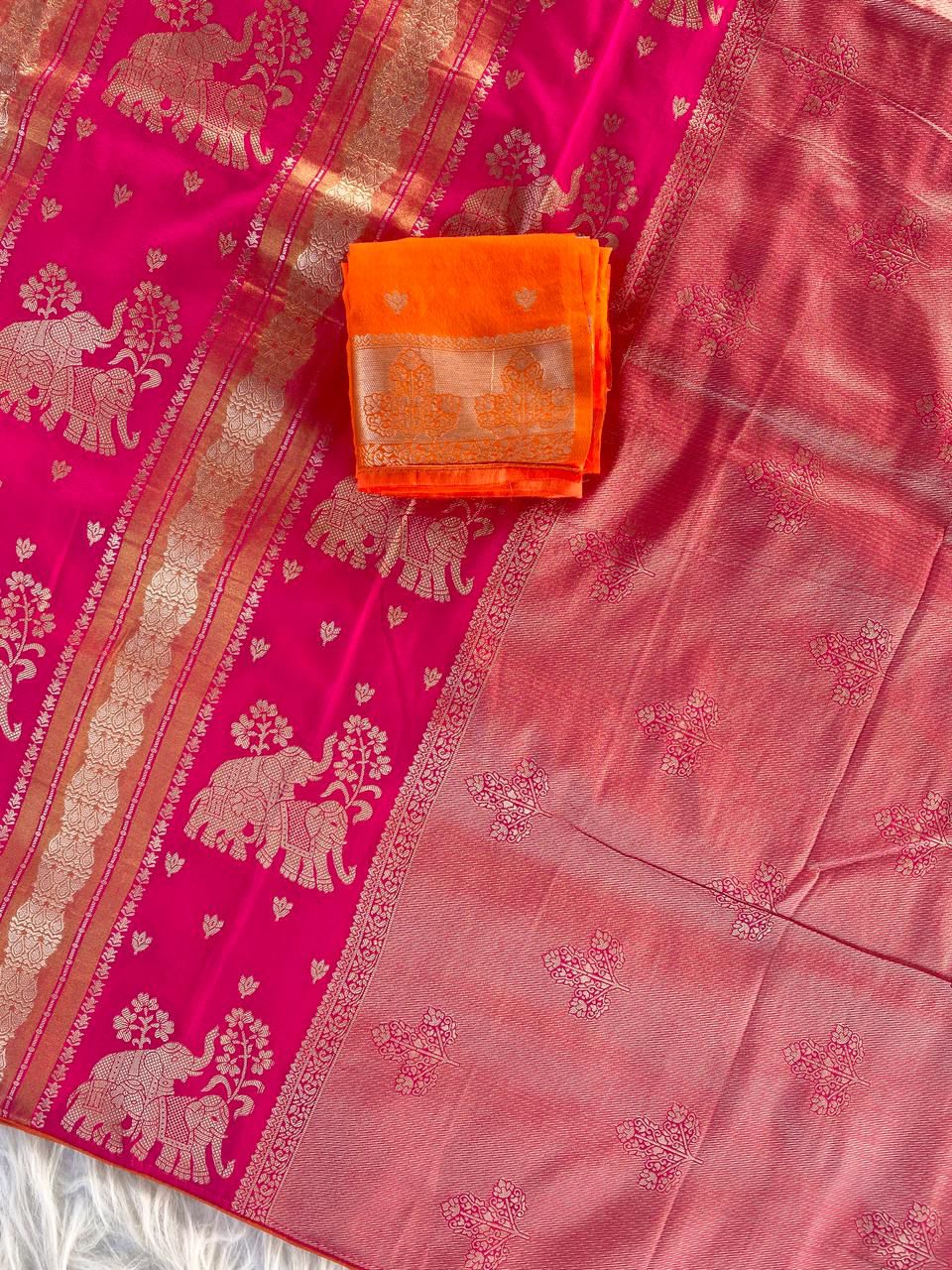 Semi  pattu Kanchipuram Dola silk weaving Sarees