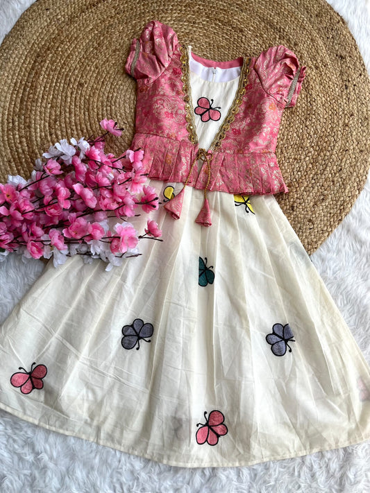 Kids Khadi cotton butterfly gown