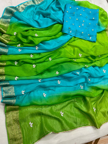 Pure Soft Chinnon Work Budget Sarees