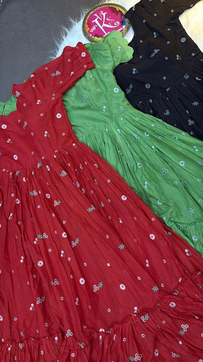 Pure mull Chanderi cotton cafe gowns