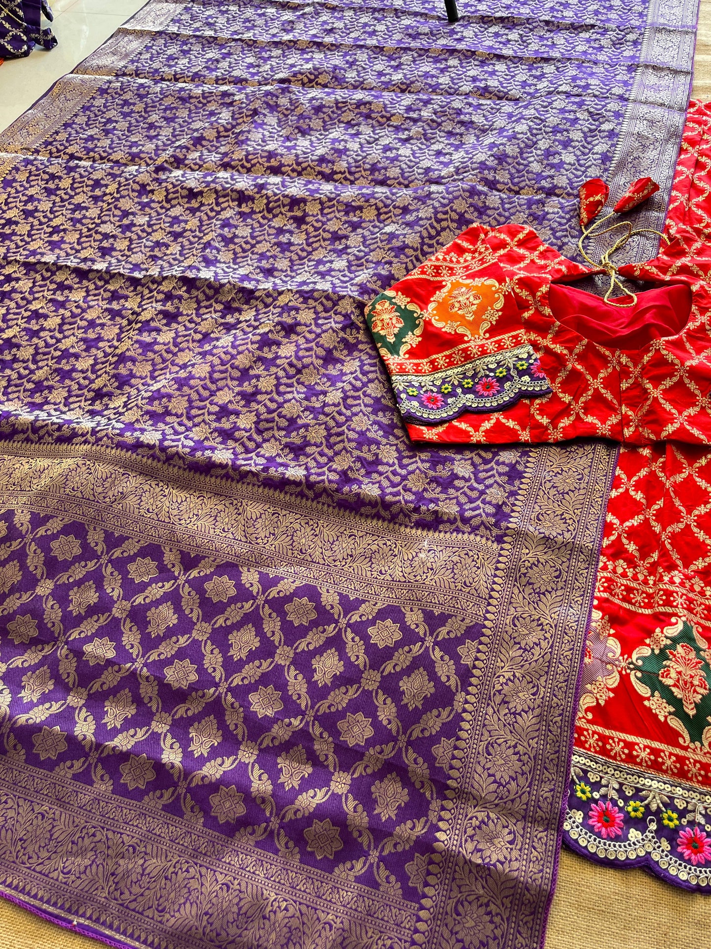 Silk Lehenga with stiched blouse