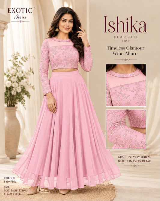 Crop top style (Anarakali ) gown stylish work sets