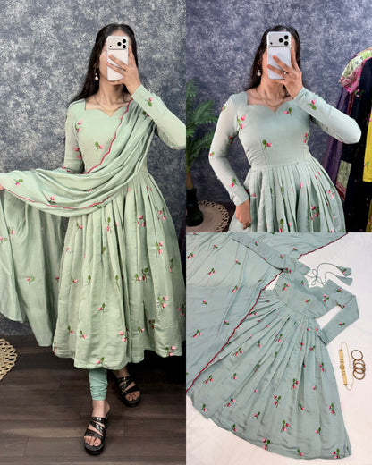 Kalayani Anarkali Mul Chanderi gowns