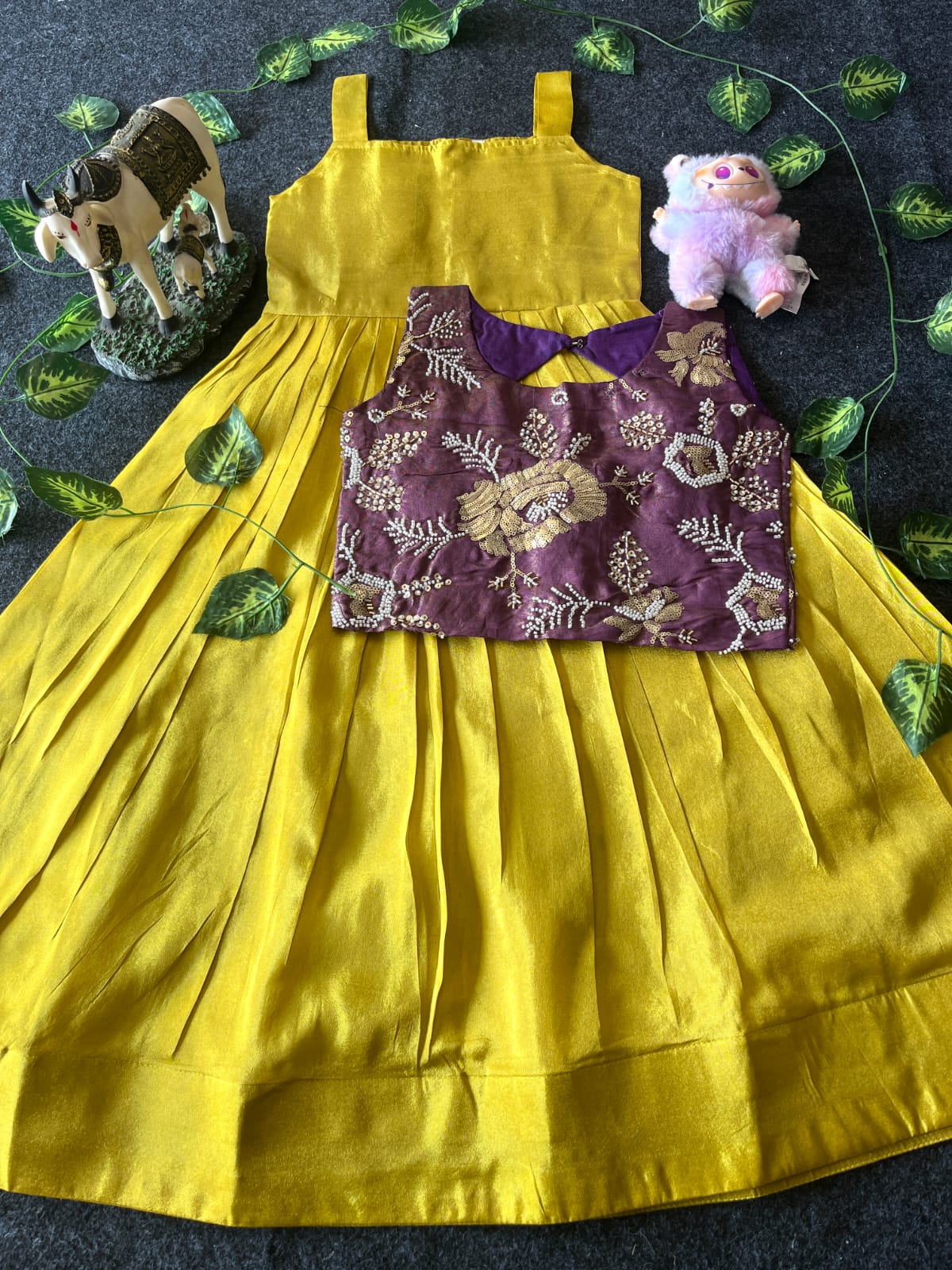 Kids tissue frock with coat model 2 in one