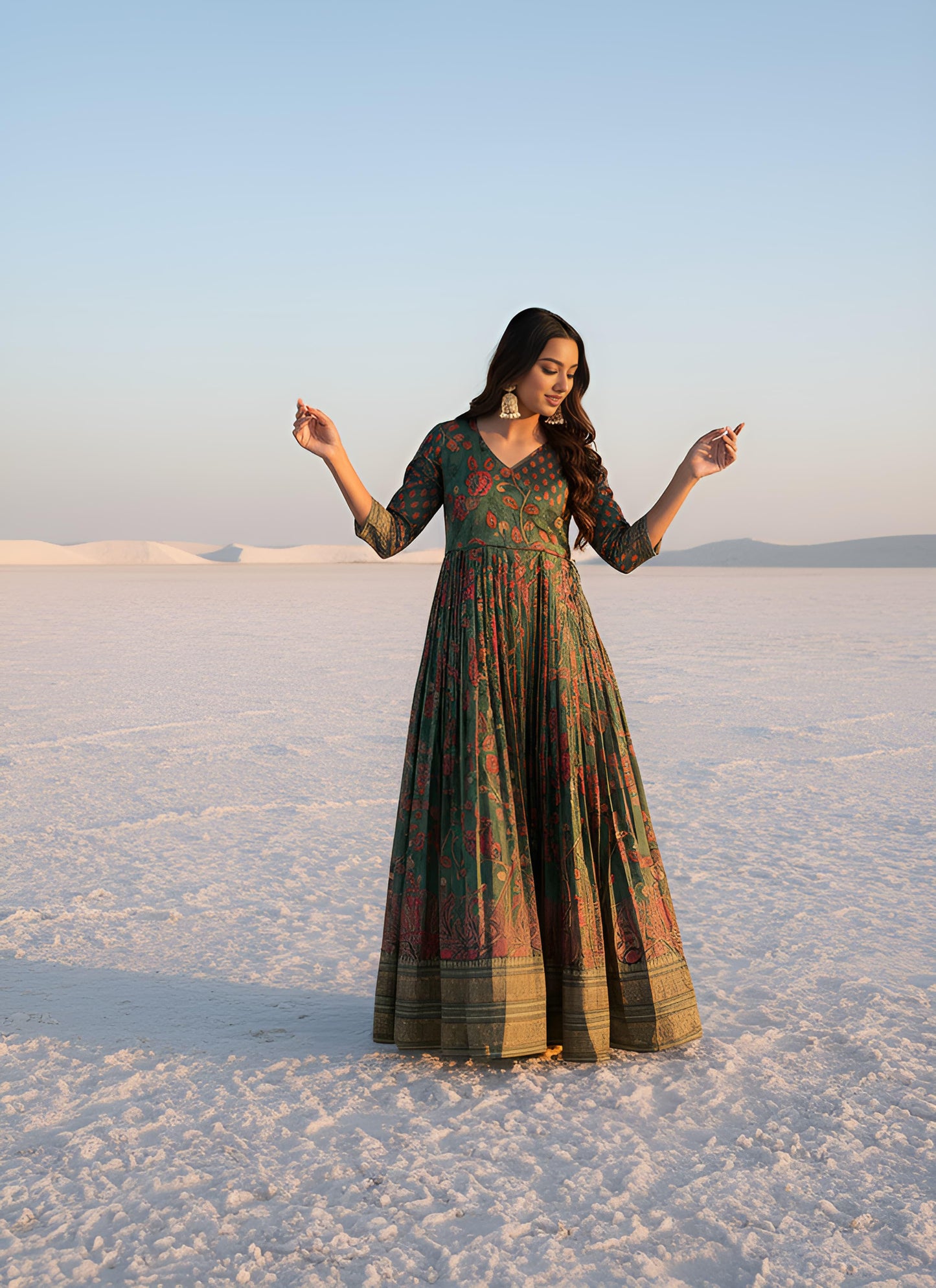 Kalamkari Print Anarkali Gowns