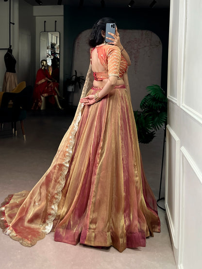 Designer Carika silk embroidery ethereal dupatta lehenga