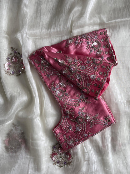 Gold Crush Tissue saree with sequence Luxe with stitched Blouse