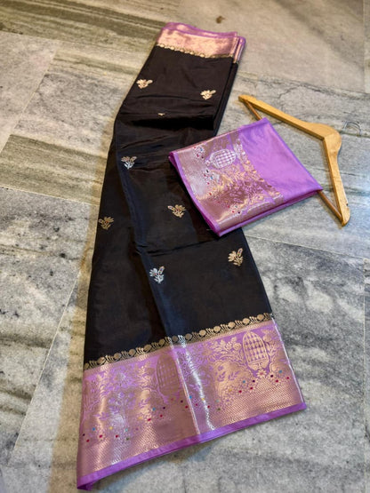 Banarasi katan top colours soft fab sarees