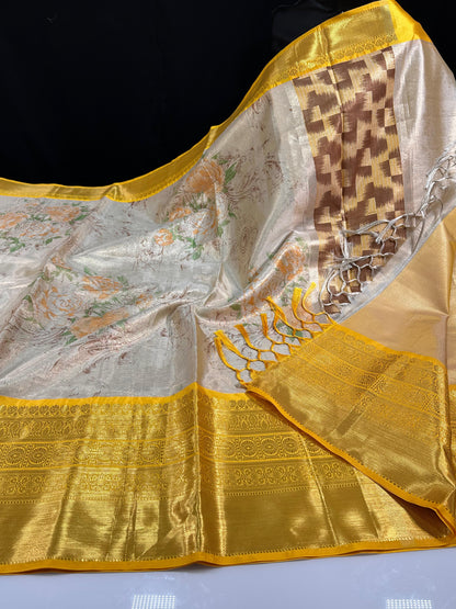 Banarasi Tiuuse Hand painted Classic sarees
