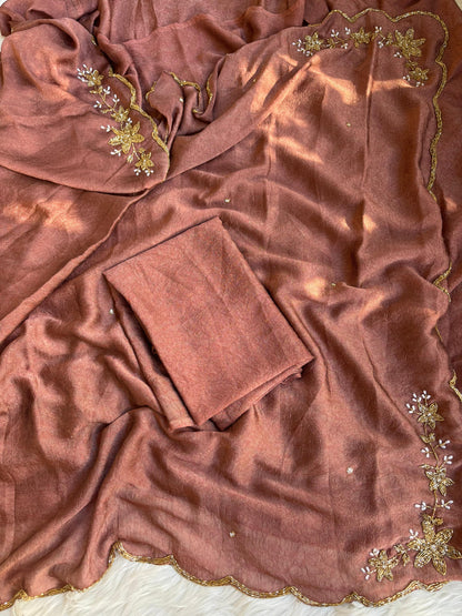 Soft Trend rangoli crush saree with  stitched blouse