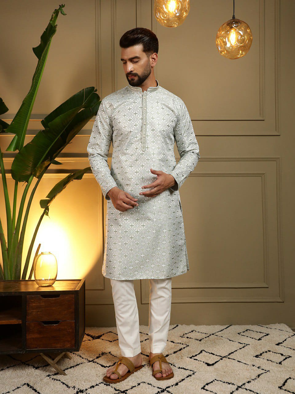 Semi Party wear gents kurta with paijama sets