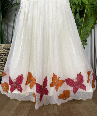 Kids White Dreamy butterfly gown ✨