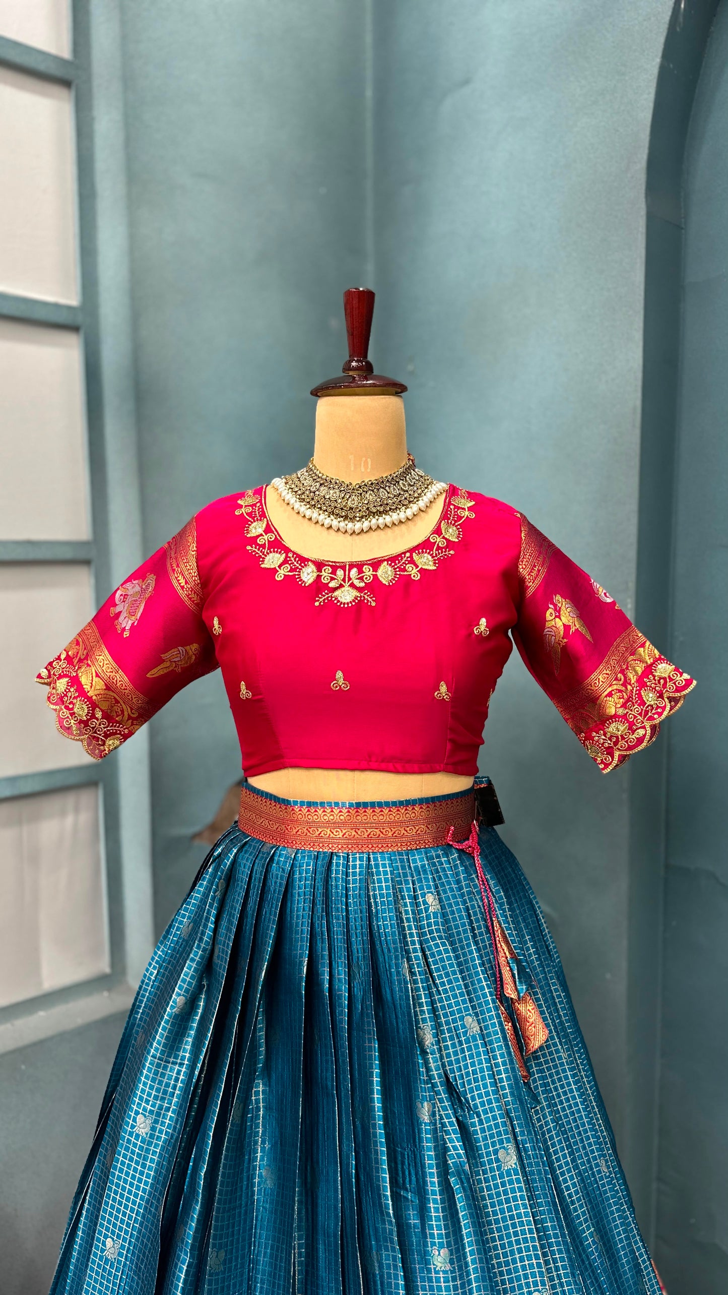 Kanjivaram silk Designer jacquard embroidery lehenga sets