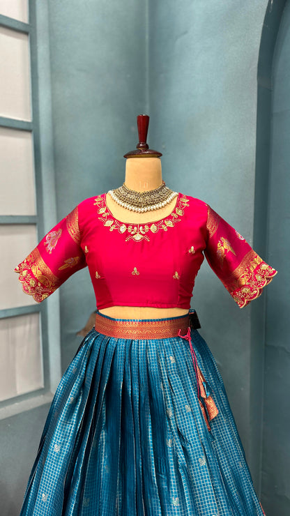 Kanjivaram silk Designer jacquard embroidery lehenga sets