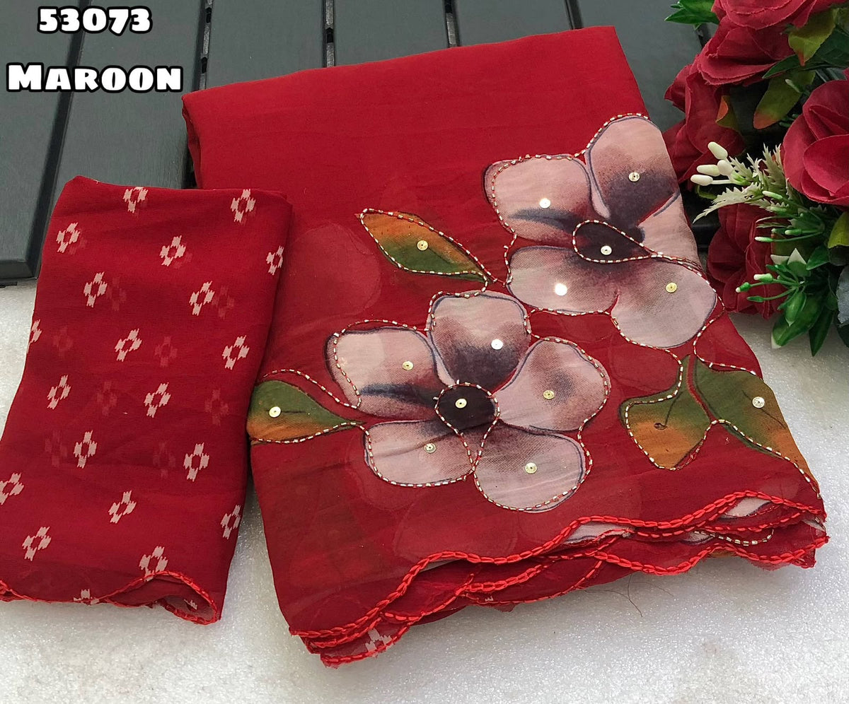 Trending soft weightless chiffon floral sarees