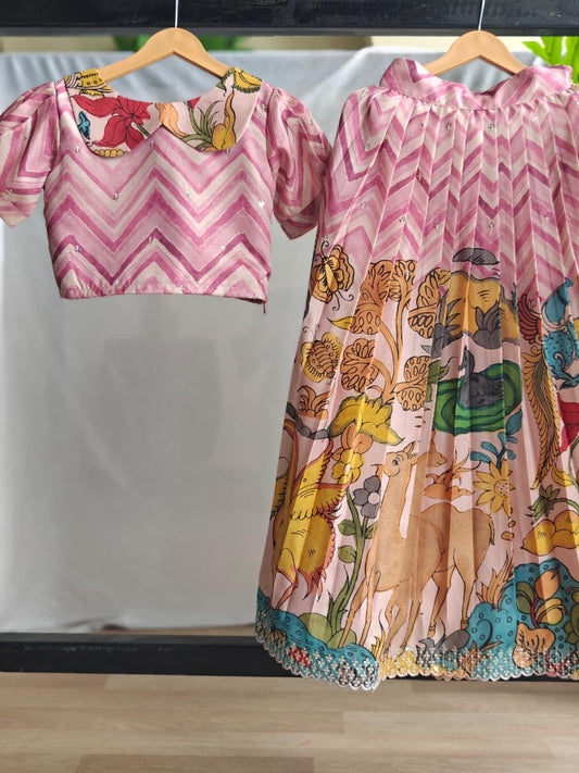 Tussar silk Kalamkari Kids Crop top 🫶🏻