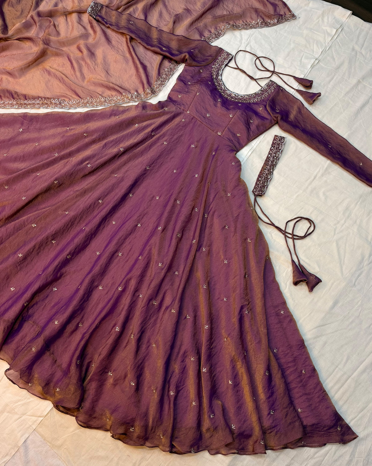 South style silk gown with dupatta