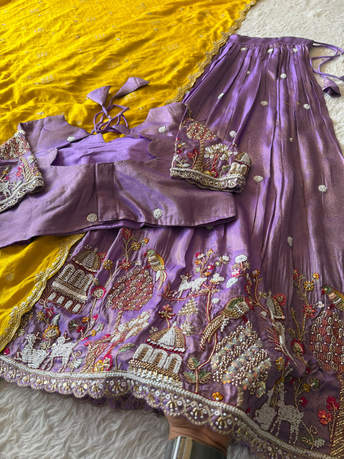 Jungle theme designer beads embroidered work lehenga