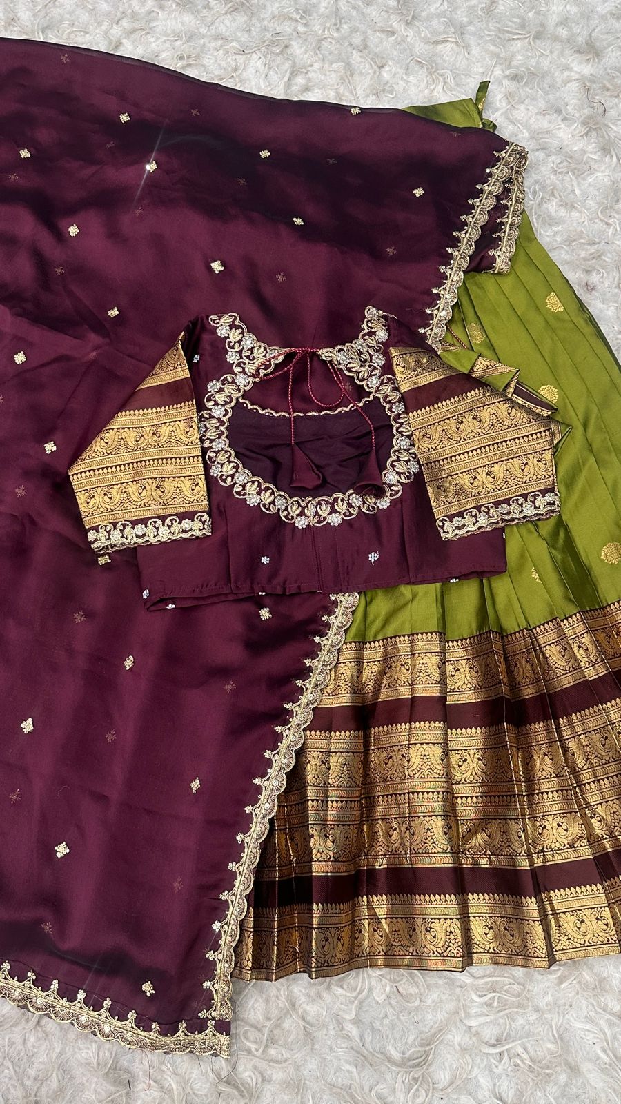 Kanchipuram Designer Green Aesthetic Lehenga