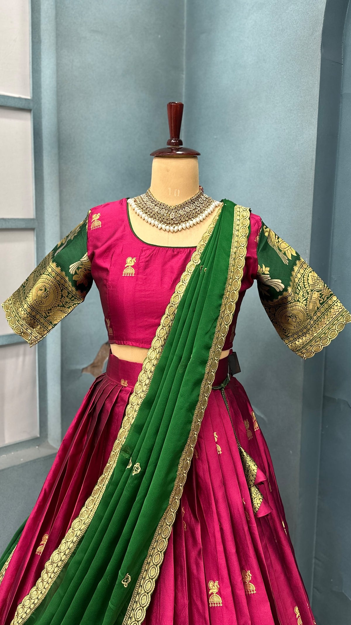 Jhumka Kanjivaram designer lehenga set