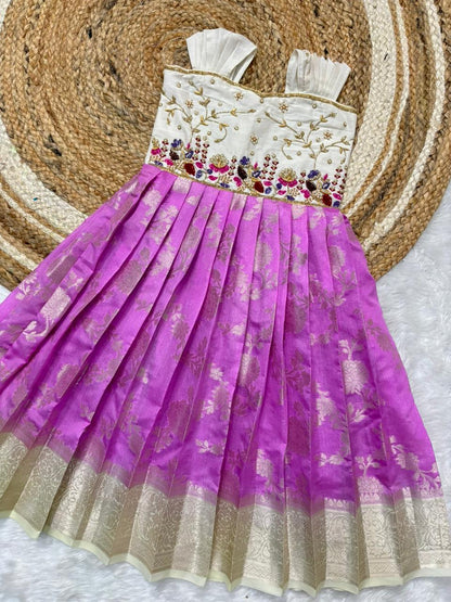 Indo western style kids maggam work gowns