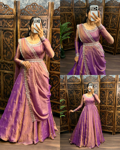 South style silk gown with dupatta