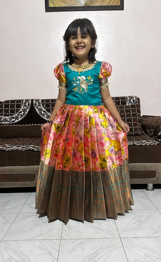 Kids Kanjivaram Silk Festive Gown