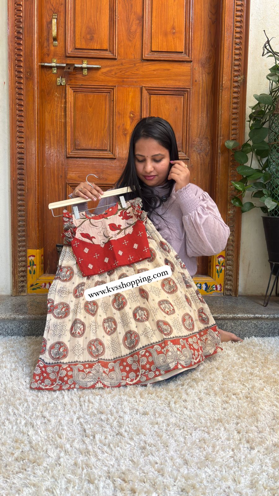 Kids fusion style mom and daughter combo Kalamkari cute set