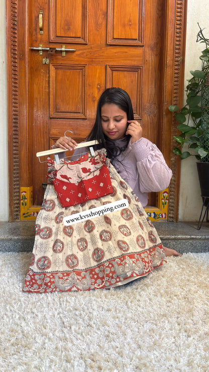 Kids fusion style mom and daughter combo Kalamkari cute set