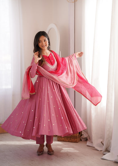 Anarkali 3 piece embroidered office set