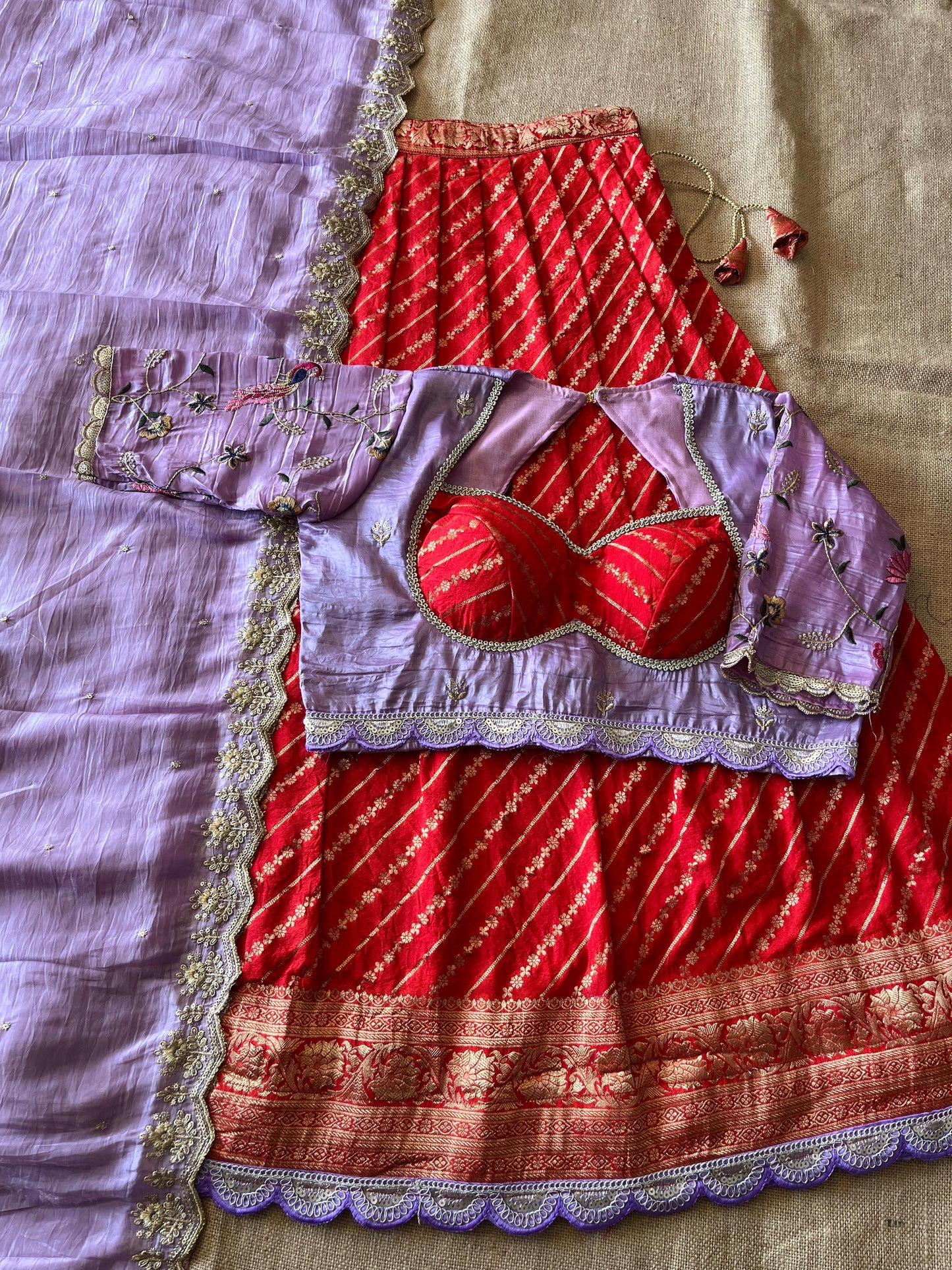 Khadi Lehnags with Stitched Blouse set for party wear