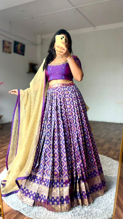 Maggam work indo western style lehenga