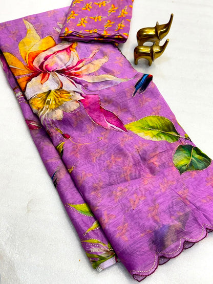 Budget soft Chanderi cotton digital sarees
