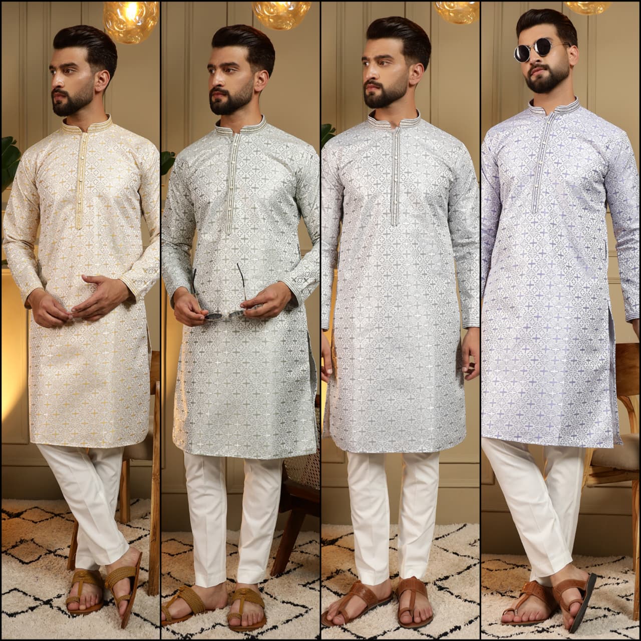 Semi Party wear gents kurta with paijama sets