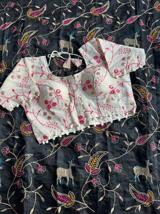 Luxurious Chanderi saree with stitched blouse Stitched Saree