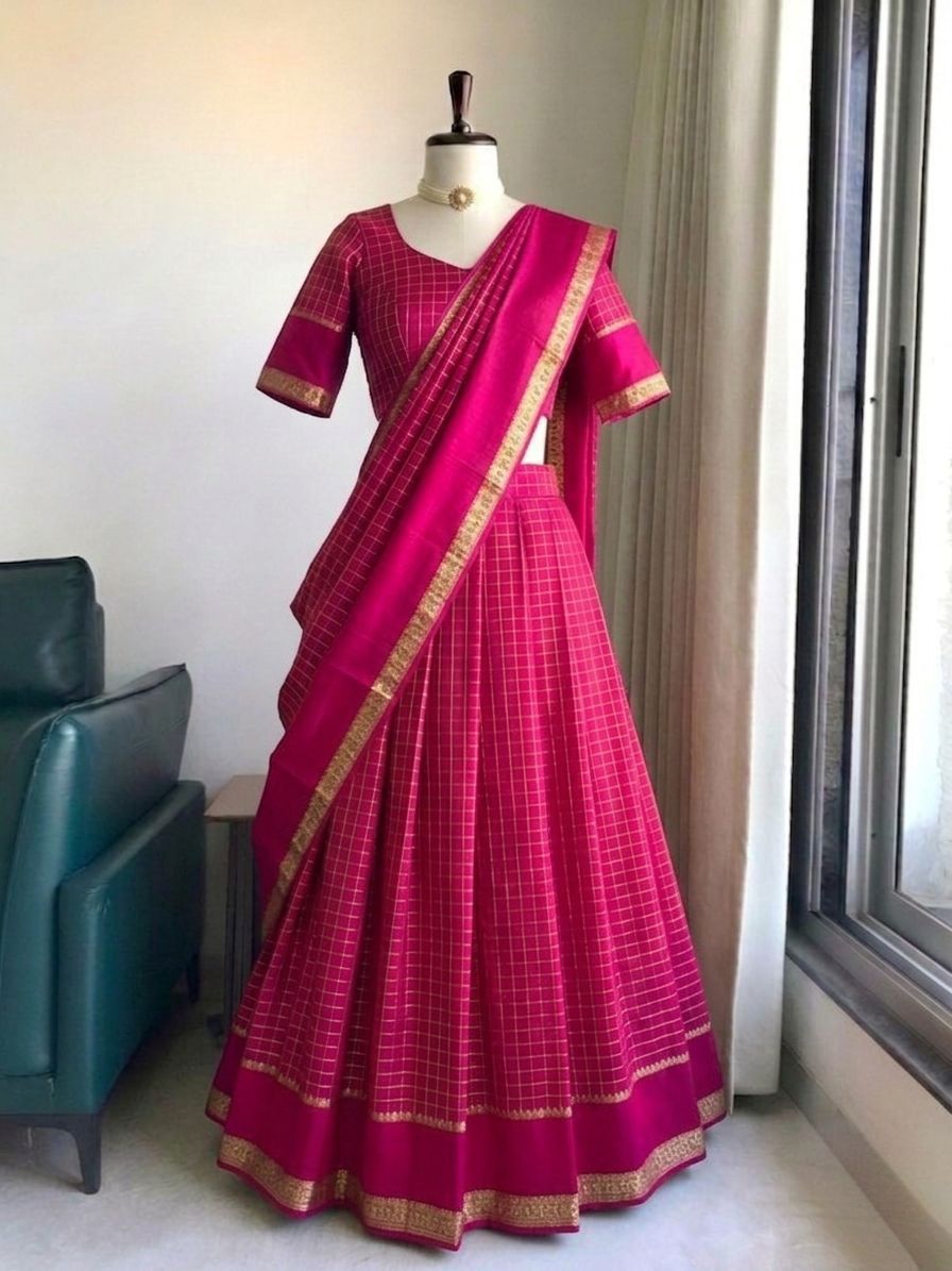 Checks Georgette Designer Lehenga