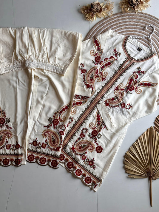Co-ord set kurti hand embroidery silk