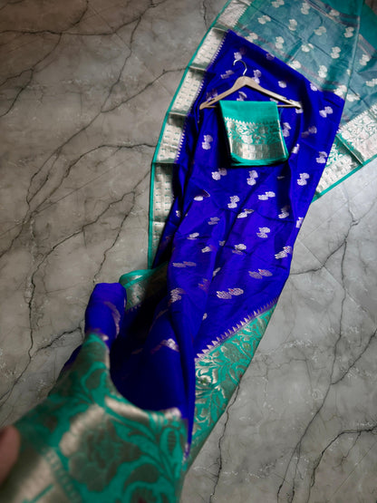 Handloom  colourful Row Mango Vintage saree