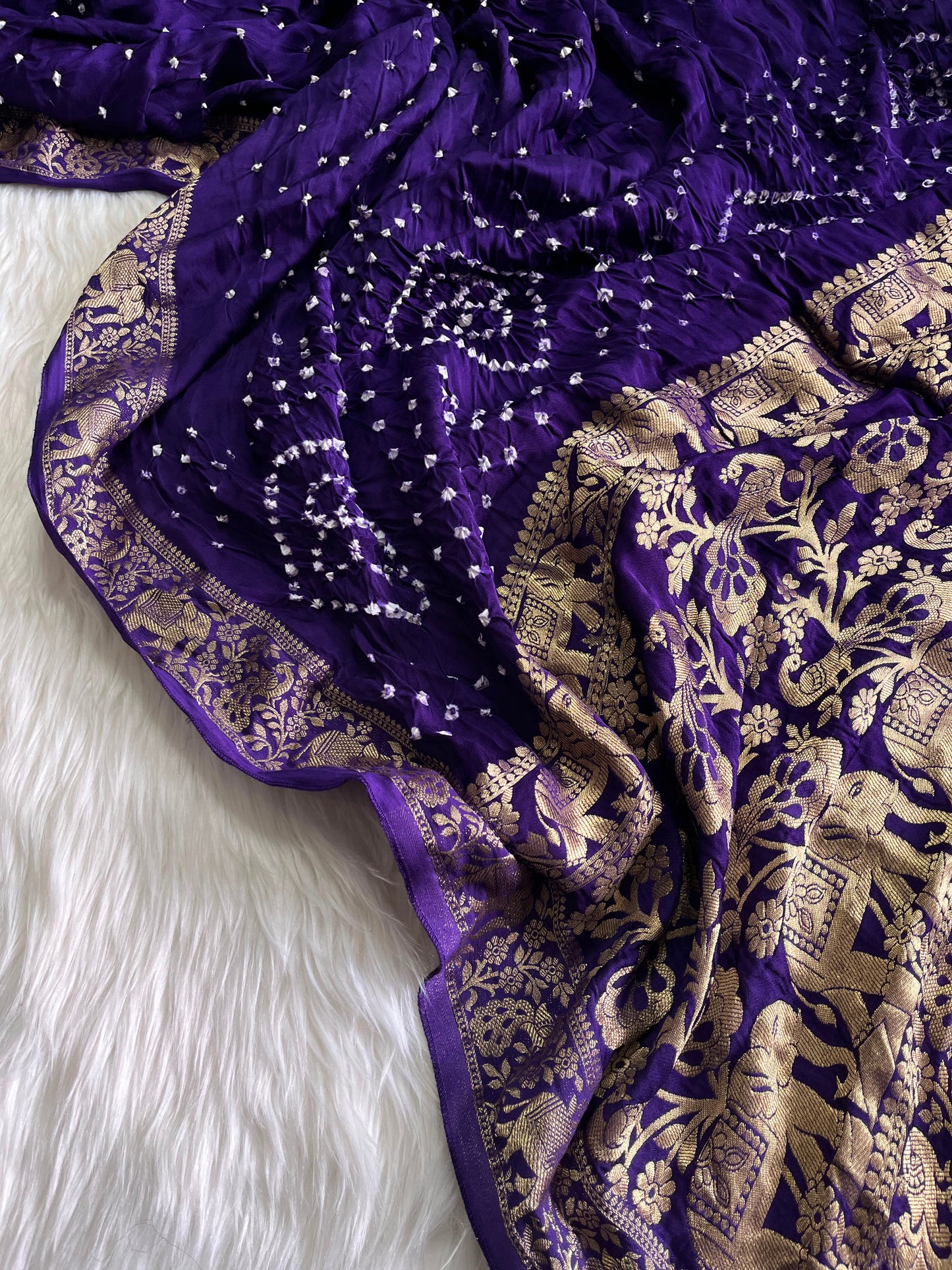 Premium Bandhani Jaipuri hand dying saree