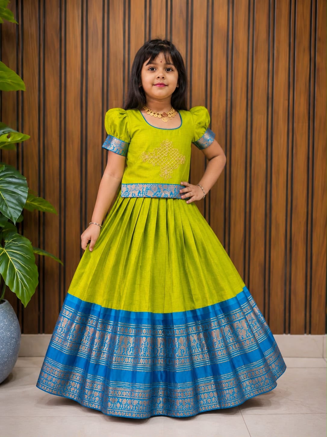 Kollam design cute kids lehenga