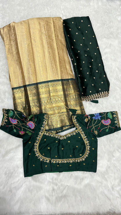 Semi Kanchipattu maggam lehenga  sets