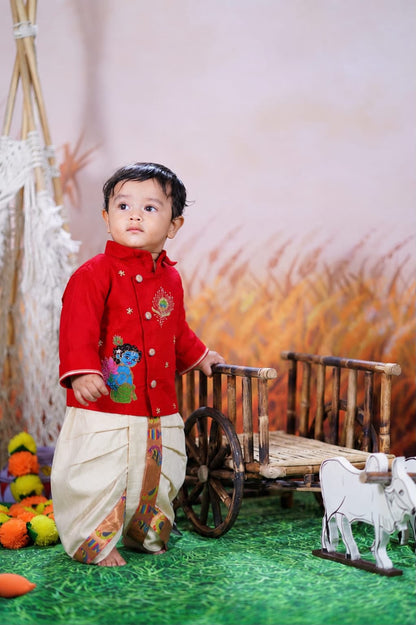 Premium Boy  Raw Silk Kurta with Dhoti Set