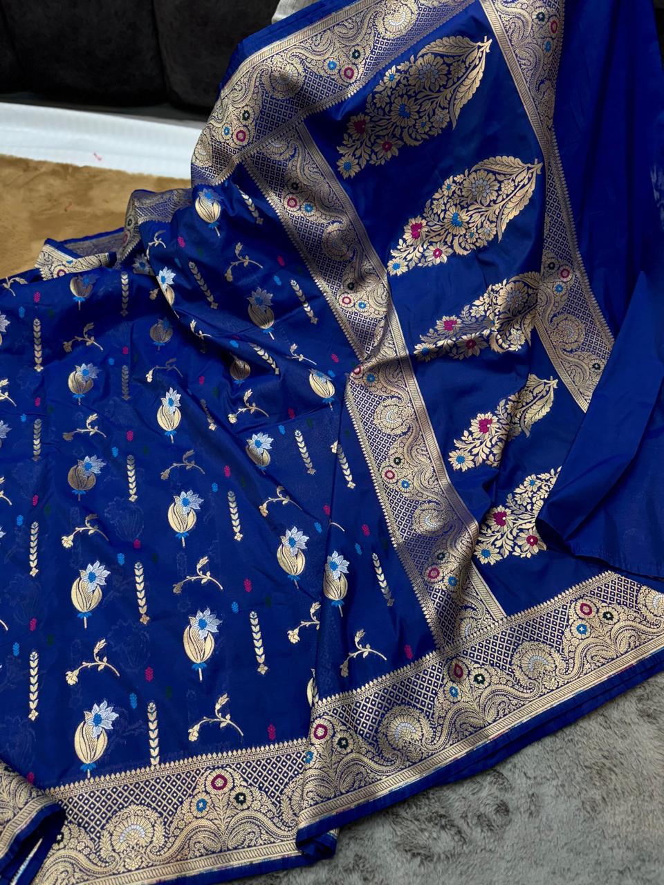 Semi pattu georgette Katan silk saree