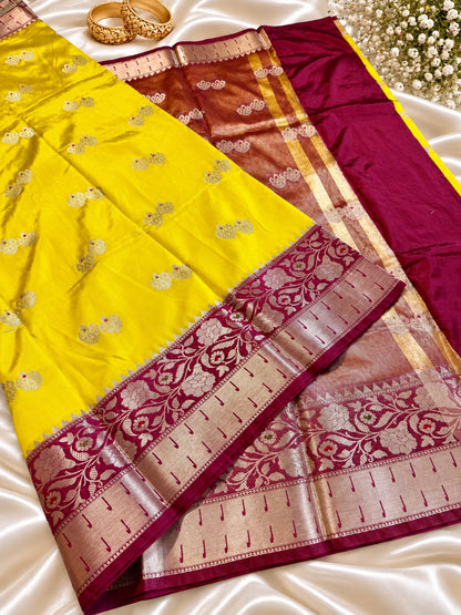 Juhmki series Banarasi katan soft silk sarees