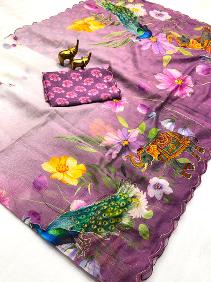 Budget soft Chanderi cotton digital sarees
